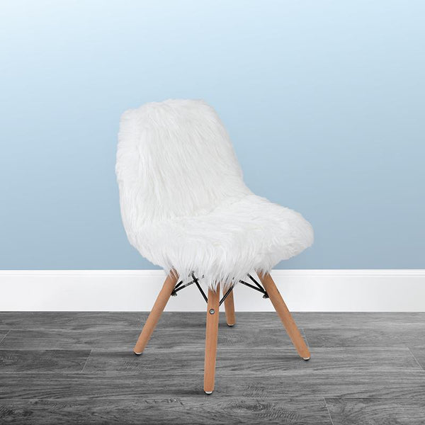 Kids Shaggy Dog White Accent Chair By Flash Furniture White