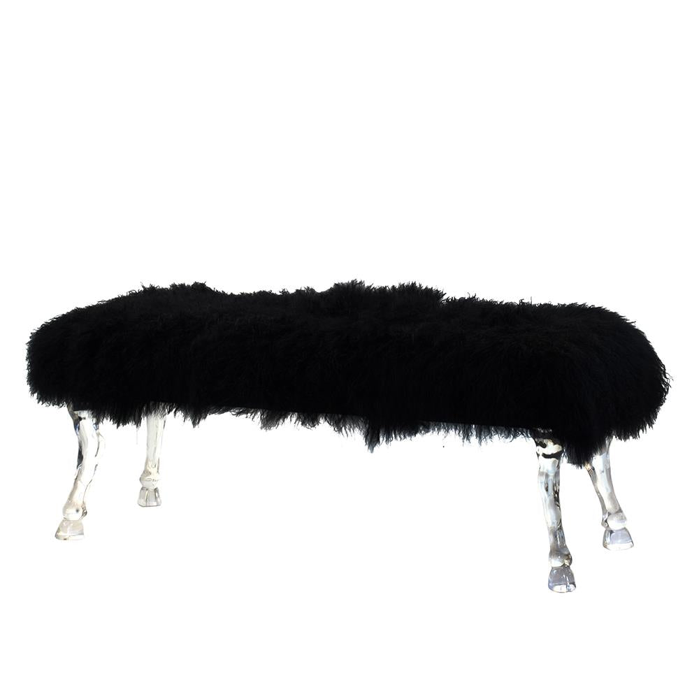 A&B Home Mongolian Fur Bench