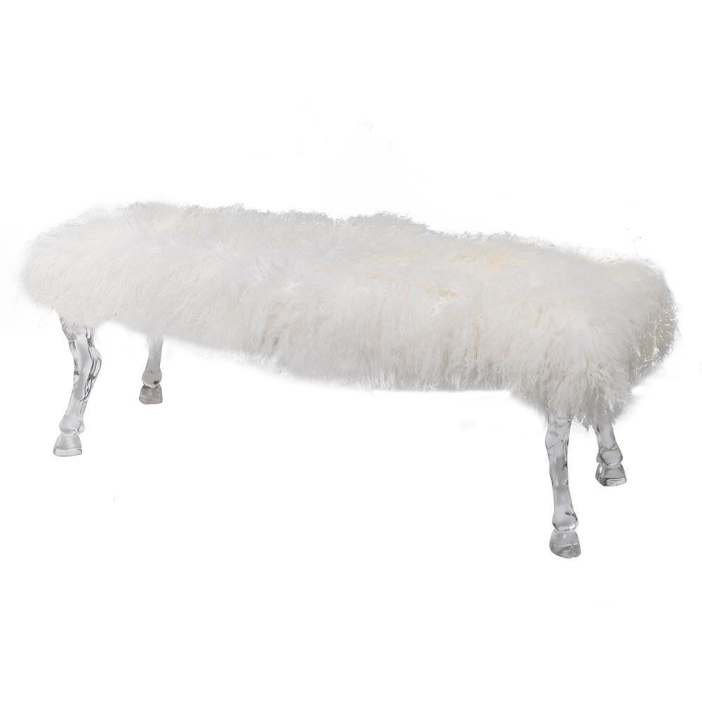 A&B Home Mongolian Fur Bench