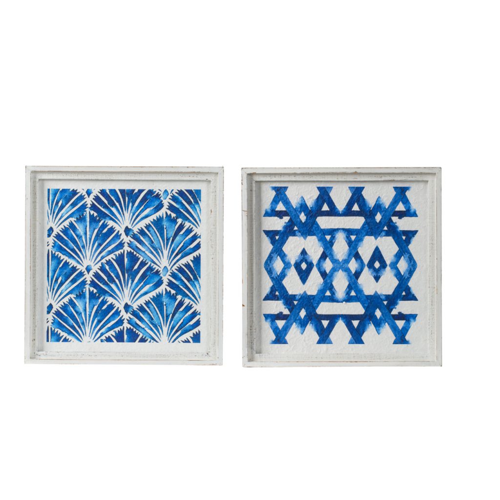 A&B Home White and Indigo Wall Decor Set of 2