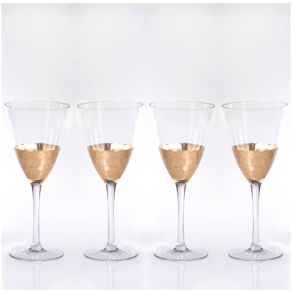 Zodax Vitorrio Gold Wine Glass - Set of 4 | Drinkware | Modishstore