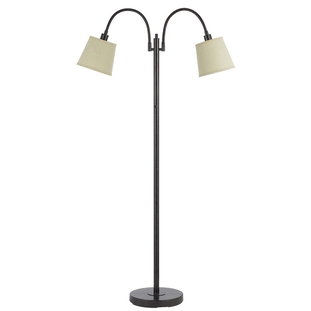 Cal Lighting BO-2444FL-RU 40W X 2 Gail Metal Lamp With Goose Neck | Modishstore | Floor Lamps