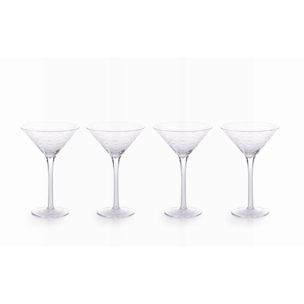 Zodax 6.75-Inch Tall Keely Fish Cut Martini Glass - Set of 4 | Drinkware | Modishstore