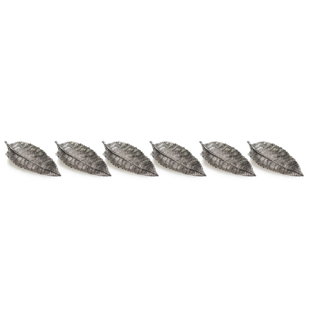 Zodax Elm Leaf Antique Pewter Trays - Set of 6 | Decorative Trays & Dishes | Modishstore