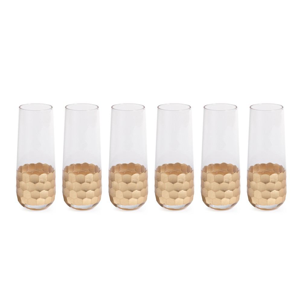 Zodax Vitorrio Stemless Gold Champagne Glasses - Set of 6 | Drinkware | Modishstore-2