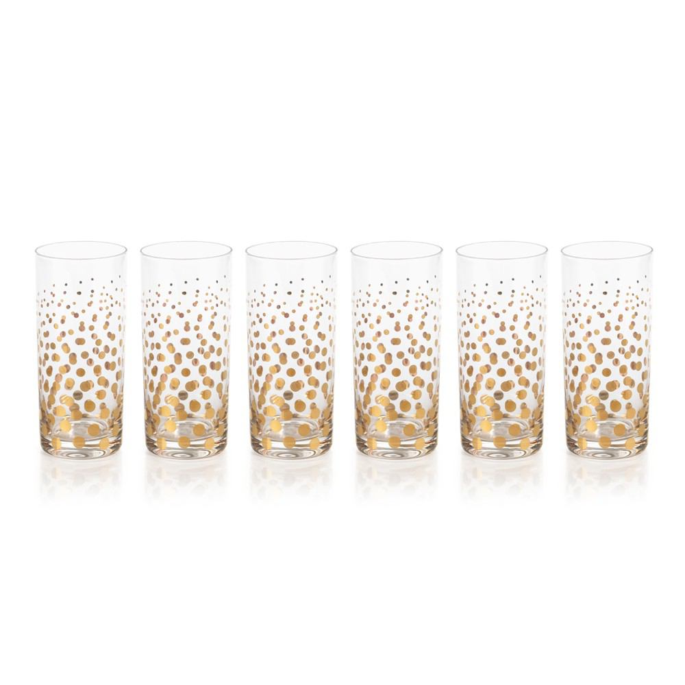 Zodax Seraphina Golden Dot Design Highball Glasses - Set of 6 | Drinkware | Modishstore