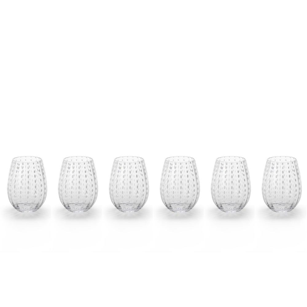 Zodax 5-Inch Tall Fintan Stemless Glass - Set of 6 | Drinkware | Modishstore