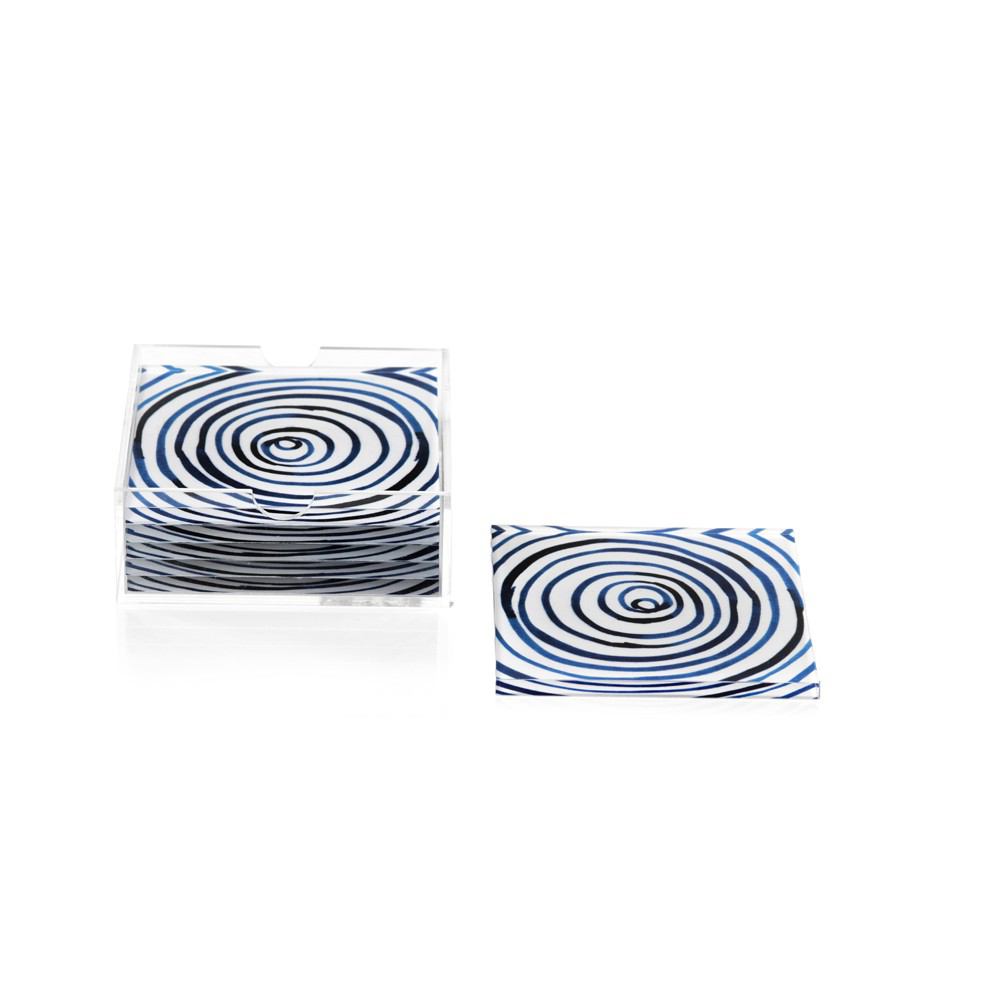 Zodax Deep Blue Agate Coasters with Holder - Set of 6 | Wine & Bar Accessories | Modishstore-3
