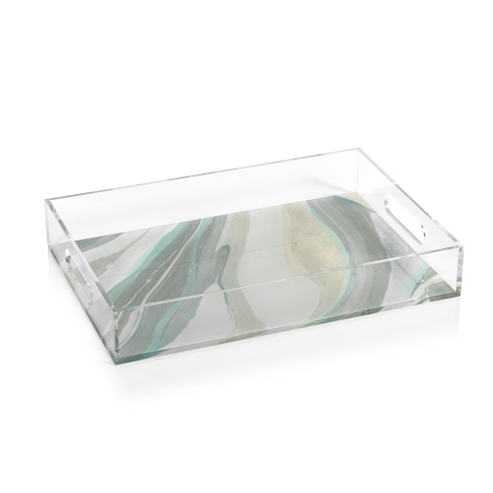 Zodax Aqua Lagoon Rectangular Agate Tray | Trays | Modishstore-3