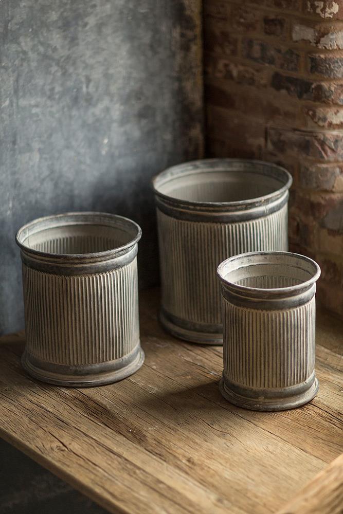 Vagabond Vintage Metal Ribbed Dolly Risers - Set of 3 | Modishstore | Bins, Baskets & Buckets-3