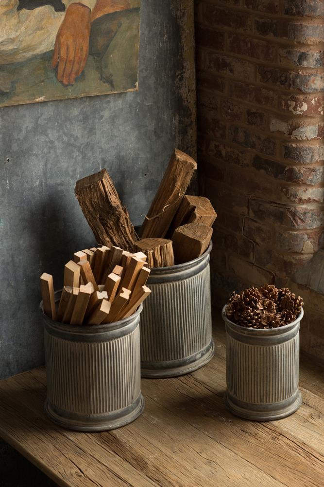 Vagabond Vintage Metal Ribbed Dolly Risers - Set of 3 | Modishstore | Bins, Baskets & Buckets