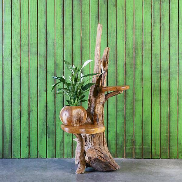 drift wood plant hanger Garden Age Supply Harini Driftwood Stand with Teak Shelves