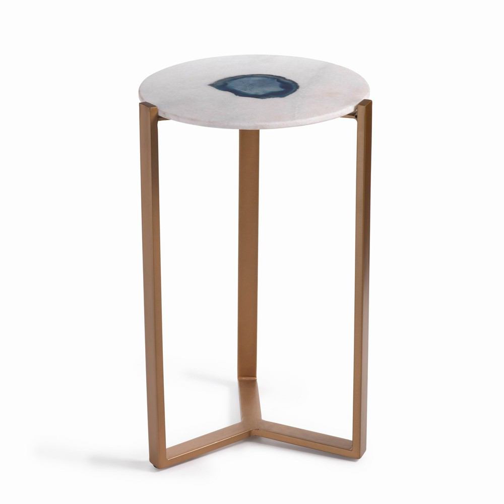 Zodax 20-Inch High Caspian Agate and Marble Inlay Accent Table | Accent Tables | Modishstore