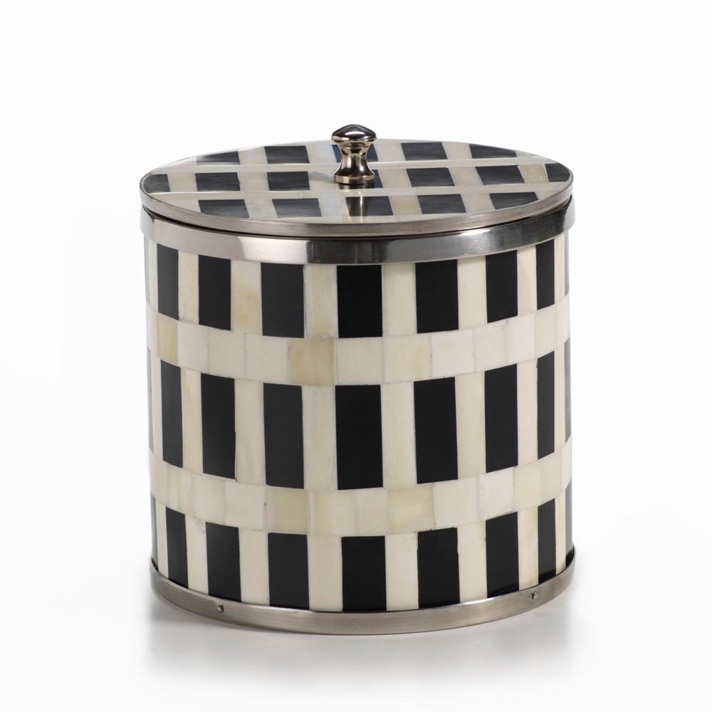 Zodax 8-Inch Tall Côte d'Ivoire Bone and Horn Inlay Ice Bucket with Lid | Ice & Party Buckets | Modishstore