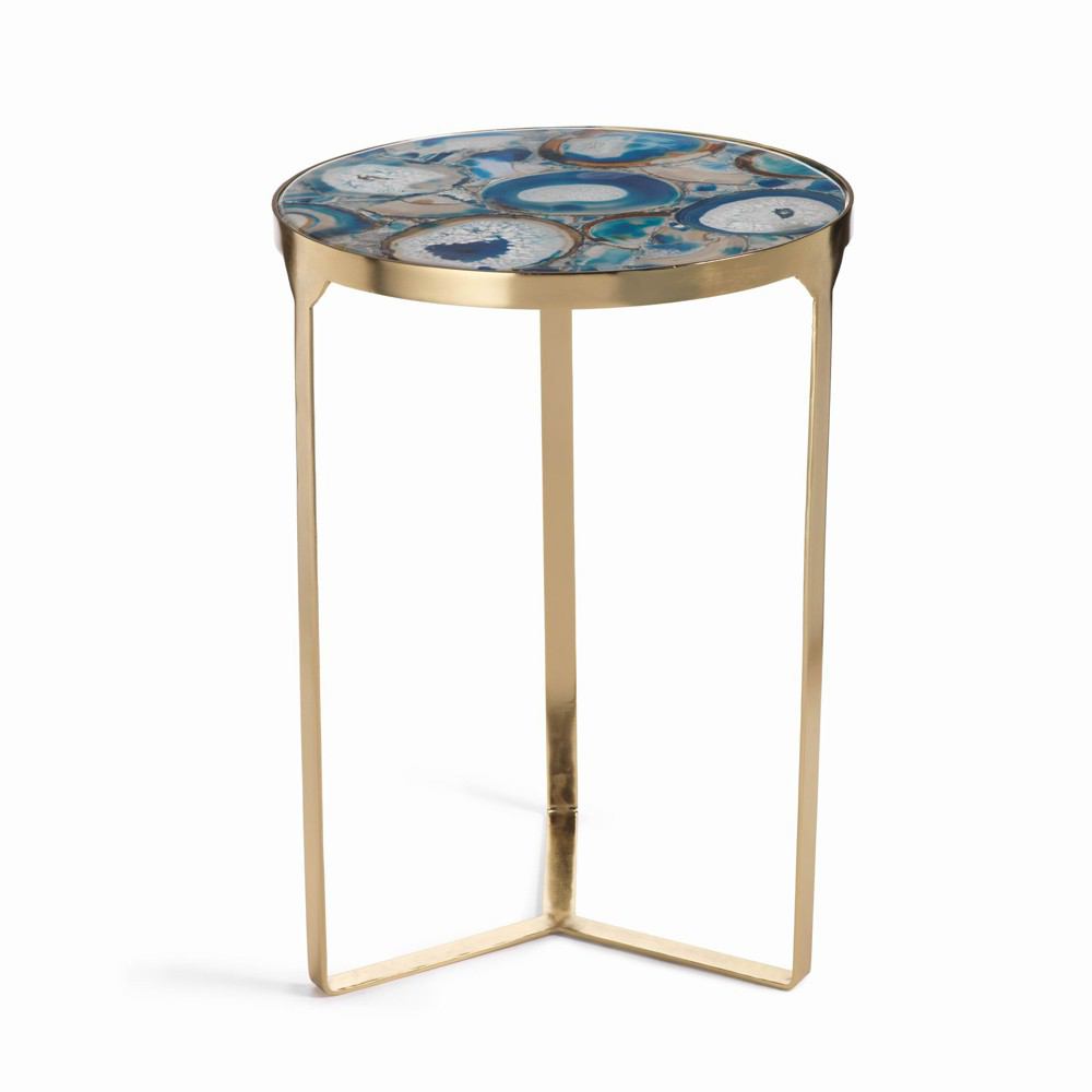 Zodax 20-Inch High La Sardaigne Blue Agate End Table | End Tables | Modishstore-2