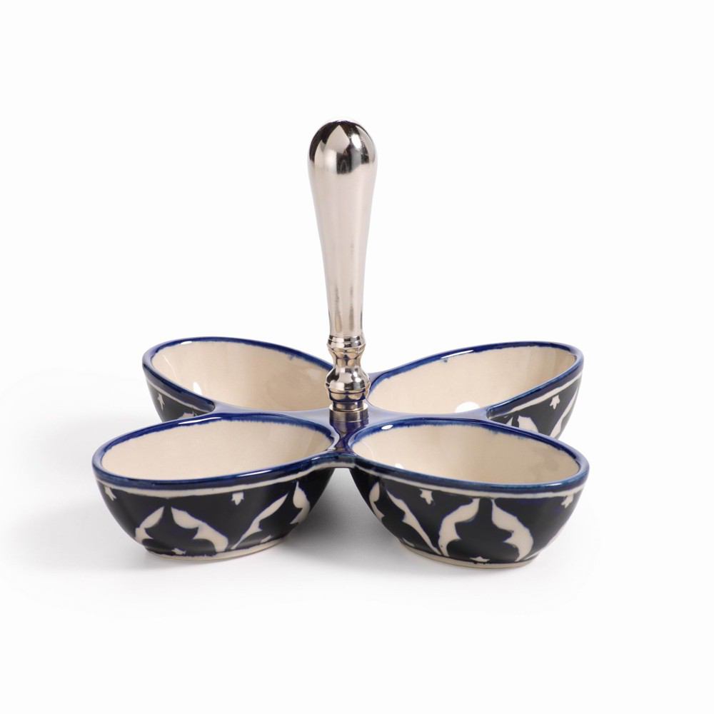 Zodax Mazagan Hand Painted Condiment Set with Handle | Trays | Modishstore-2
