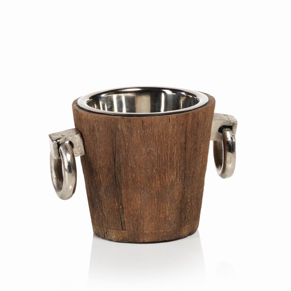 Zodax Hagron Reclaimed Wood/Metal Bucket - Set of 2 | Ice & Party Buckets | Modishstore-3