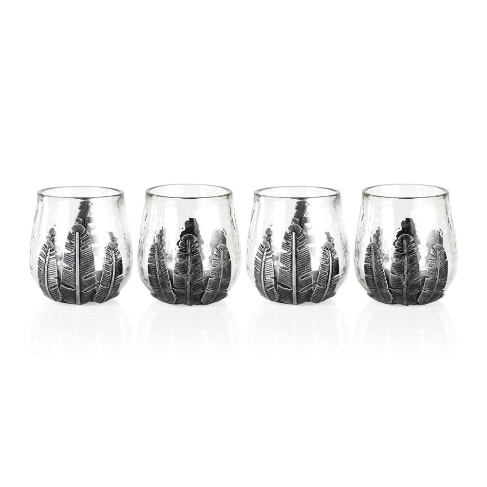 Zodax Saint Géran Metal Leaf Tumbler - Set of 4 | Decorative Trays & Dishes | Modishstore-2