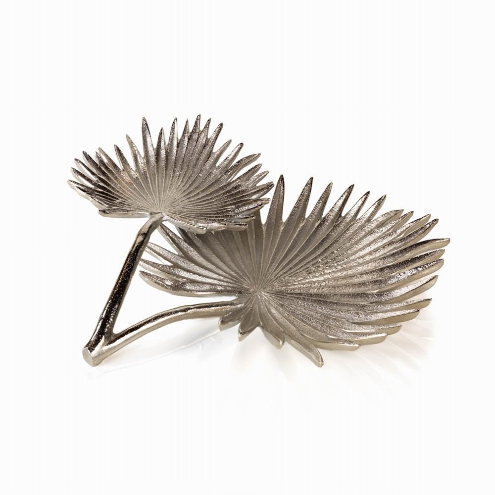 Zodax Sonora Fan Palm 2-Tier Condiment Tray - Silver | Decorative Trays & Dishes | Modishstore-2