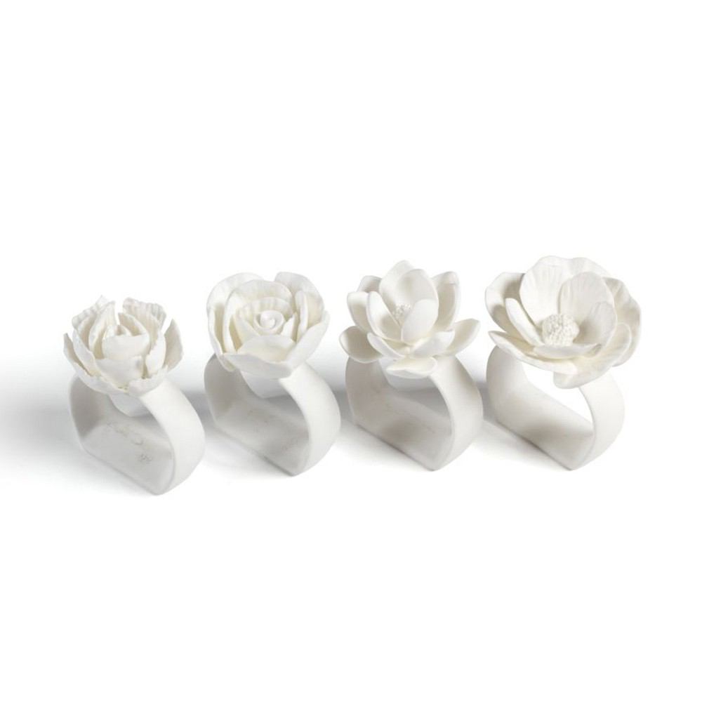 Zodax 4-Piece Cameo Porcelain Napkin Ring Set | Kitchen Accessories | Modishstore