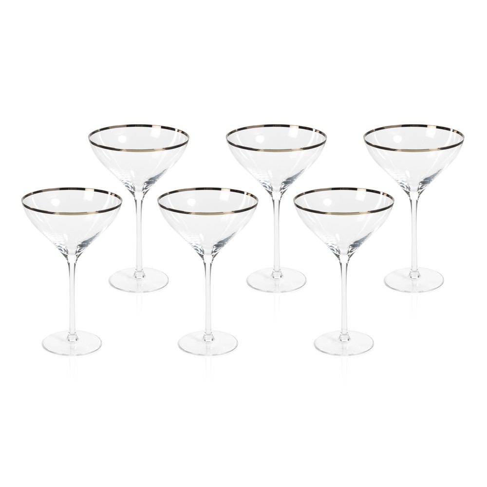 Zodax Grand Coupe Champagne Glasses with Platinum Rim, Set of 6 | Drinkware | Modishstore
