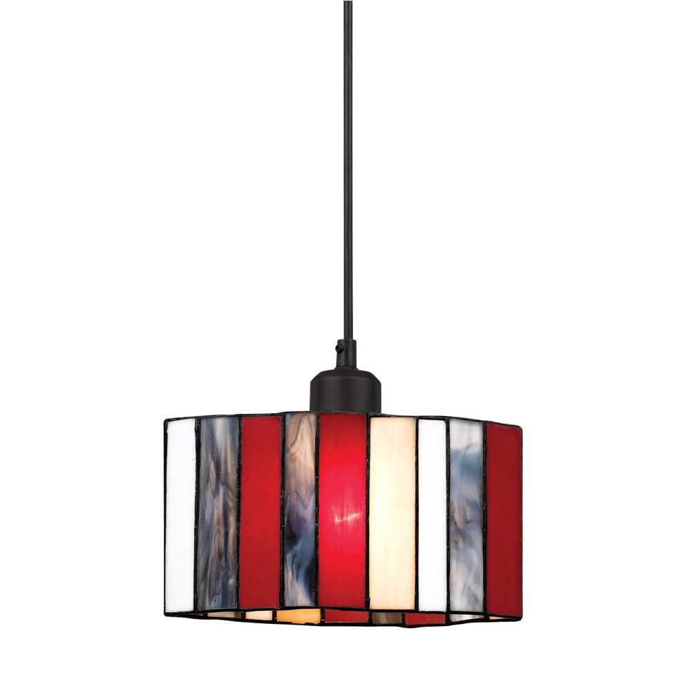 Cal Lighting UP-1080/6-BK 120V Tiffany Glass Pendant | Modishstore | Pendant Lamps