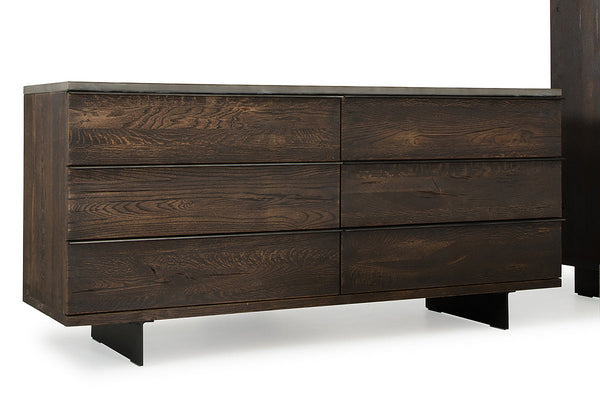 Vig Furniture Modrest Selma Modern Dark Aged Oak & Concrete Dresser | Modishstore | Dressers