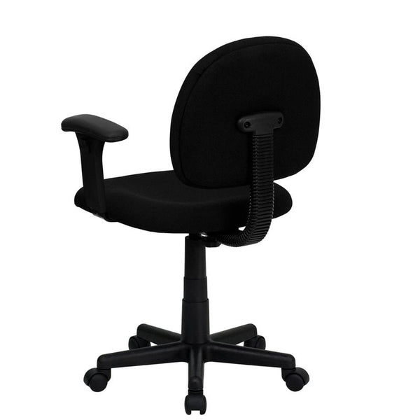 Mid-Back Black Fabric Swivel Task Office Chair With Adjustable Arms By Flash Furniture | Office Chairs | Modishstore - 3