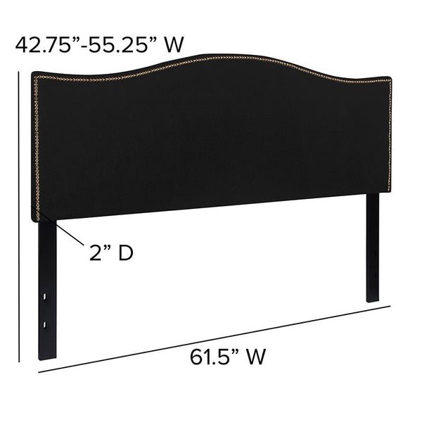 Lexington Upholstered Queen Size Headboard With Accent Nail Trim In Black Fabric By Flash Furniture | Headboards | Modishstore - 4