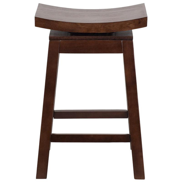 26'' High Saddle Seat Cappuccino Wood Counter Height Stool With Auto Swivel Seat Return By Flash Furniture | Bar Stools | Modishstore - 3