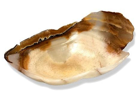 Raw Edge Natural Free Form Onyx Bowl - Large- Cream/Tan/brown-2