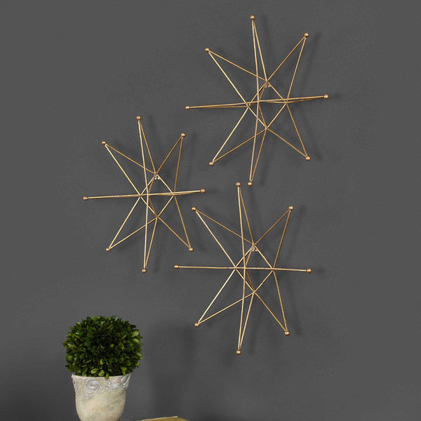 Uttermost Gold Stars Metal Wall Decor Set of 3 | Modishstore | Wall Decor
