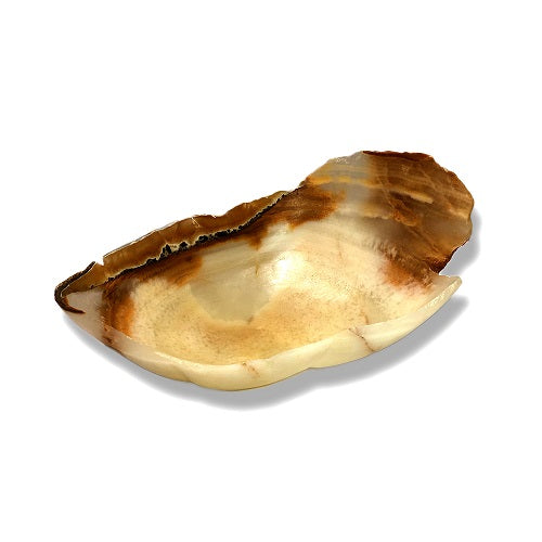 Raw Edge Natural Free Form Onyx Bowl - Large- Cream/Tan/brown-4