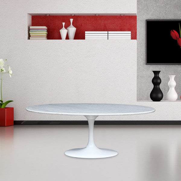 Fine Mod Imports Flower Marble Table Oval 78