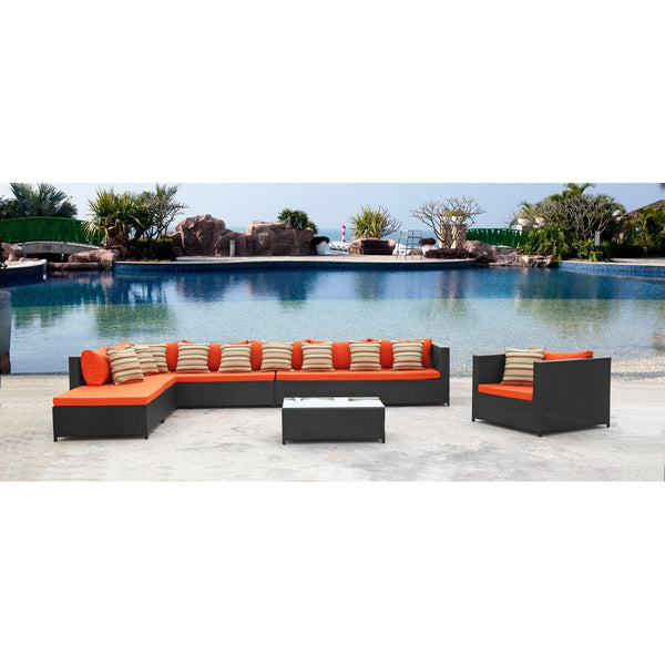 Fine Mod Imports Garden 7-Piece Outdoor Rattan | Outdoor Sofas, Loveseats & Sectionals | Modishstore-12