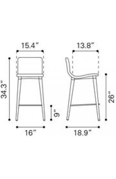 Zuo Jericho Counter Chair - Set Of 2 | Counter Stools | Modishstore-5