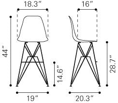 Zuo Zip Bar Chair | Bar Stools | Modishstore-3