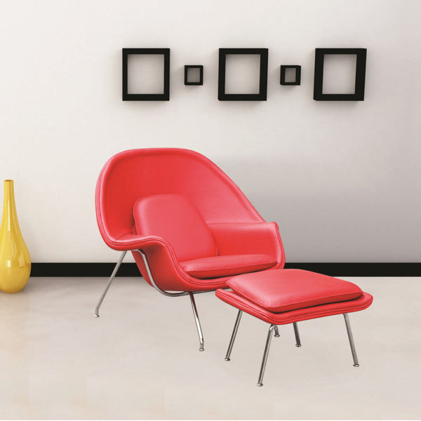 Fine Mod Imports Woom Chair and Ottoman in Leather | Lounge Chairs | Modishstore