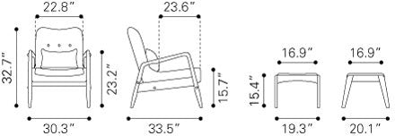 Zuo Bully Lounge Chair & Ottoman | Lounge Chairs | Modishstore-10