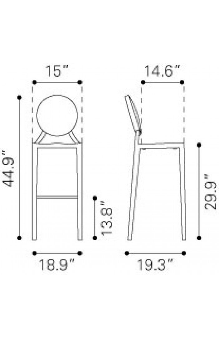 Zuo Eclispe Bar Chair - Set Of 2 | Bar Stools | Modishstore-7