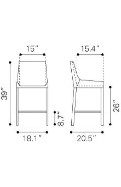 Zuo Fashion Bar Chair Stone - Set Of 2 | Bar Stools | Modishstore-6