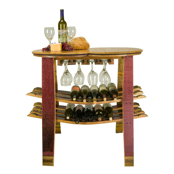 Napa East Barrel Head Table/Rack With Glass Sliders