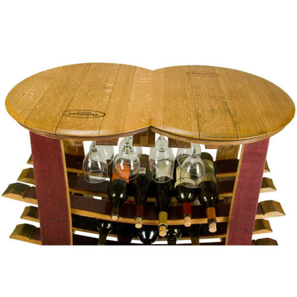Napa East Barrel Head Table/Rack With Glass Sliders