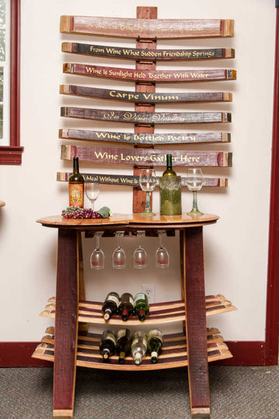 Napa East Barrel Head Table/Rack With Glass Sliders