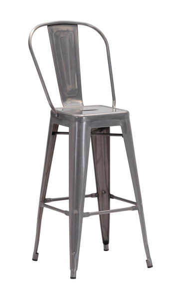 Zuo Elio Bar Chair - Set Of 2 - Gunmetal | Bar Stools | Modishstore