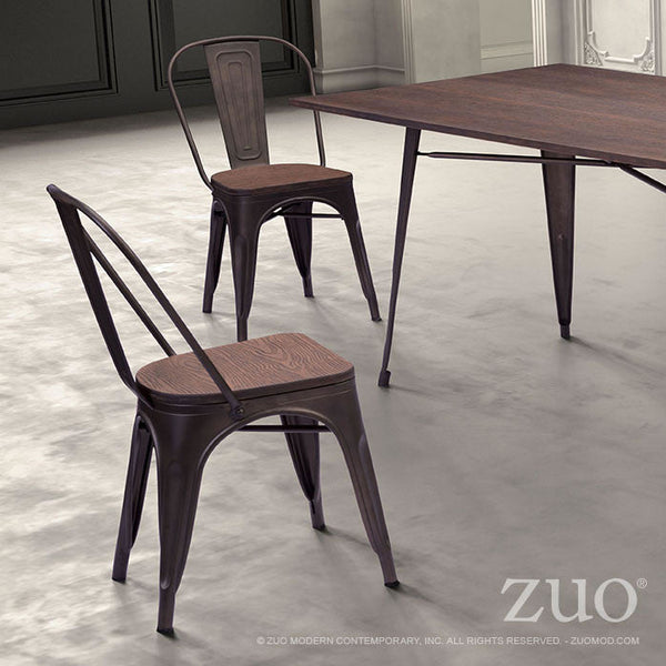 Zuo Elio Chair Rusty+Elm Wood Top - Set Of 2 | Dining Chairs | Modishstore
