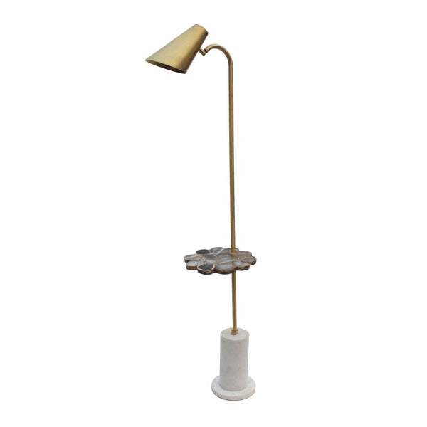 A&B Home Marble Base and Matte Brass Fittings Floor Lamp