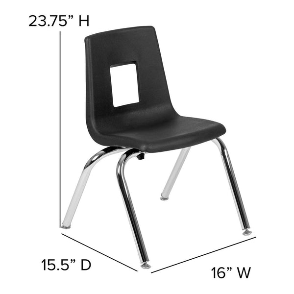 Advantage Black Student Stack School Chair - 14-Inch By Flash Furniture | Side Chairs | Modishstore - 3