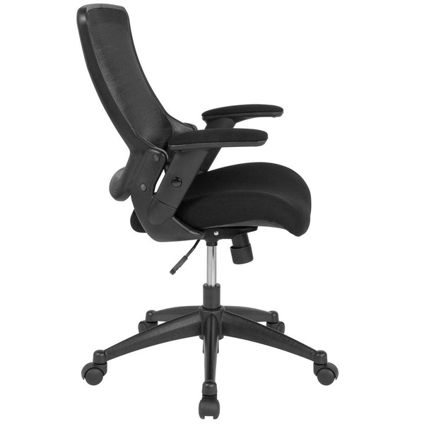 Mid-Back Black Mesh Executive Swivel Office Chair With Molded Foam Seat And Adjustable Arms By Flash Furniture | Office Chairs | Modishstore - 2