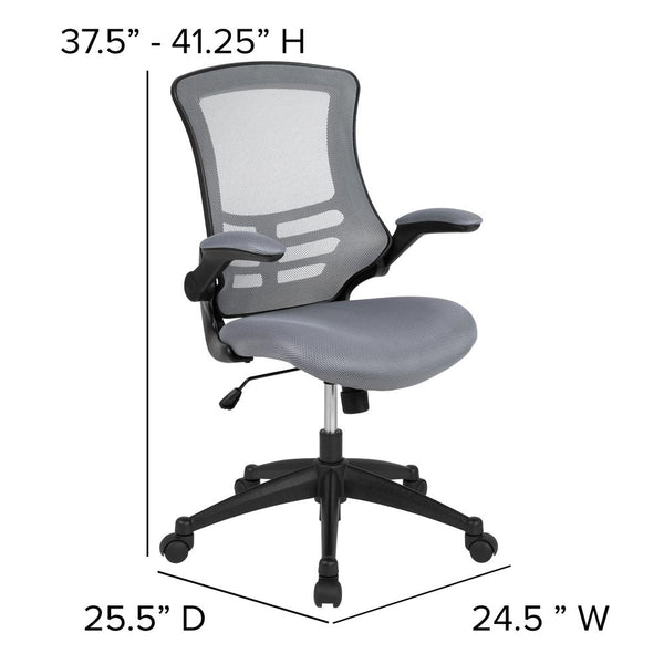 Mid-Back Dark Gray Mesh Swivel Ergonomic Task Office Chair With Flip-Up Arms By Flash Furniture | Office Chairs | Modishstore - 4